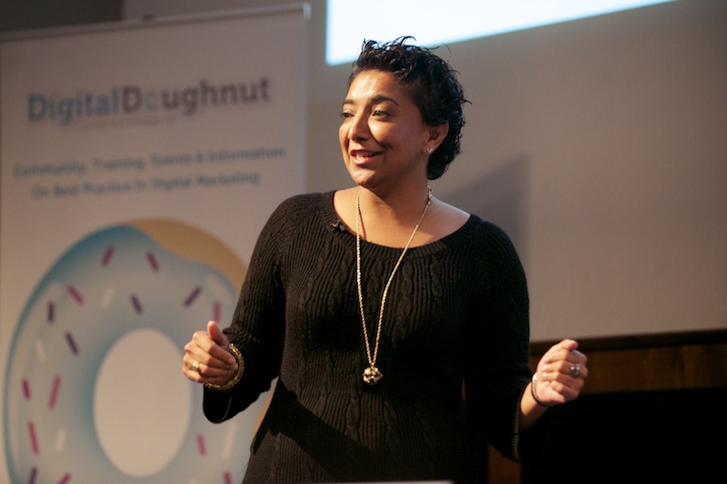 urvi speaking on stage at Inspiration, London